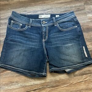 BKE Women's Blue Denim Jean Shorts with Contrast Stitching